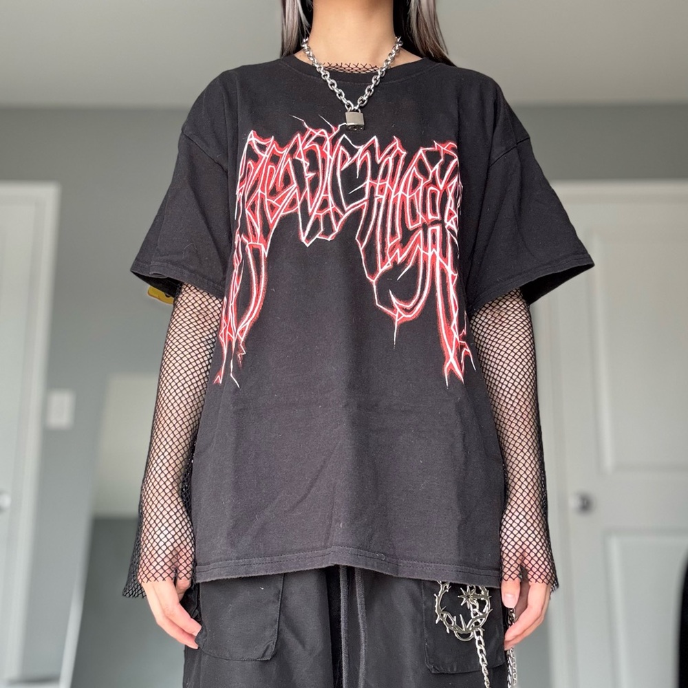 XXXTentacion Revenge Graphic Neon Red Lightning T-Shirt